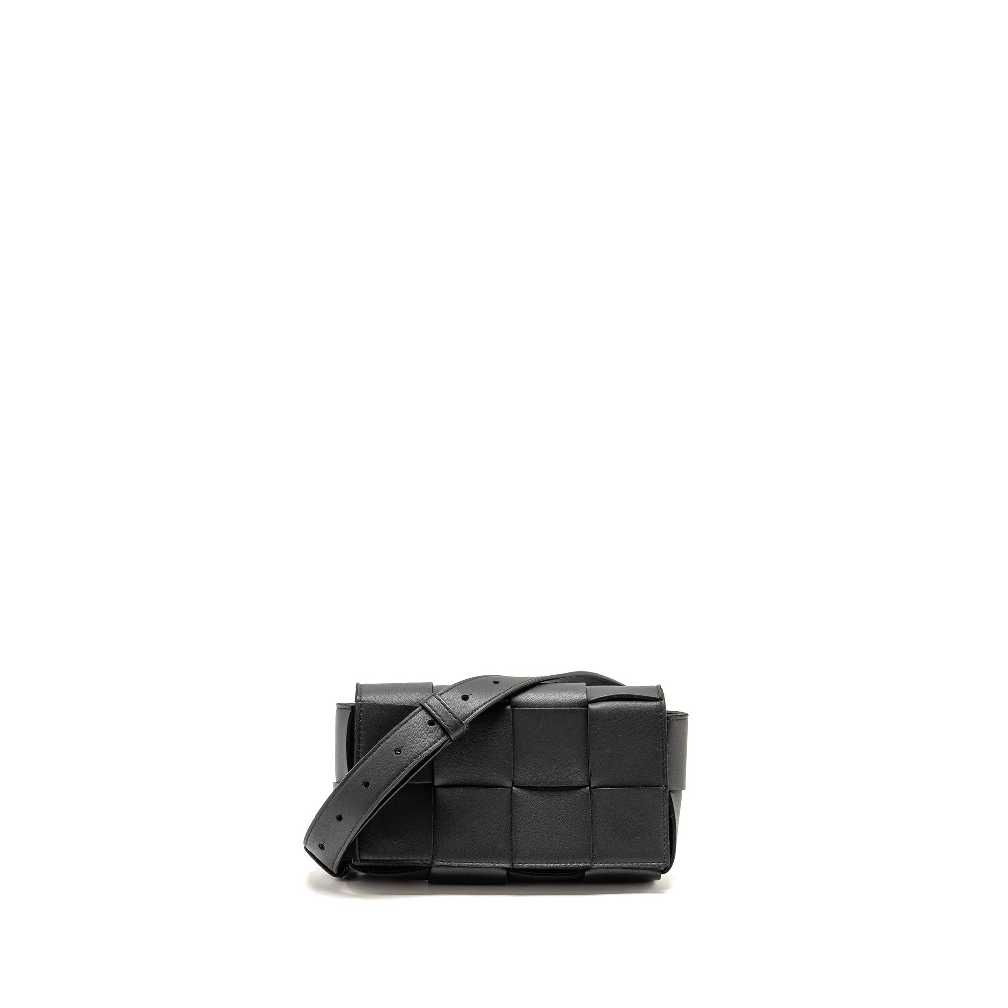 BOTTEGA VENETA CASSETTE BELT BAG CALFSKIN BLACK GHW