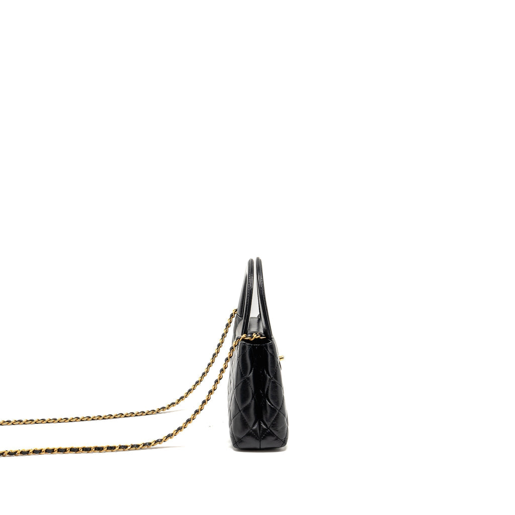 CHANEL MINI KELLY SHOPPING TOTE BAG CALFSKIN BLACK GHW (MICROCHIP)