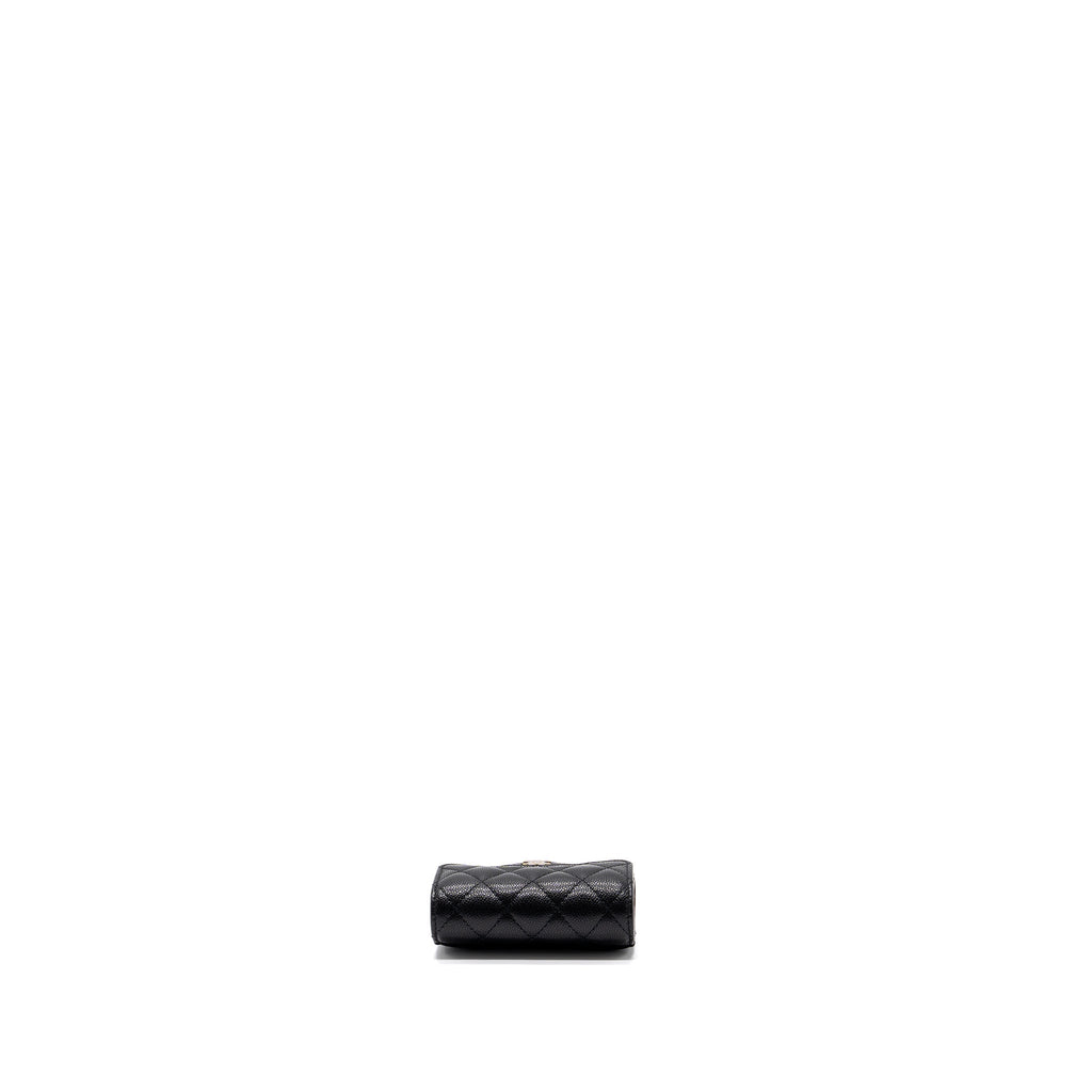 CHANEL CLASSIC COMPACT WALLET CAVIAR BLACK GHW (MICROCHIP)