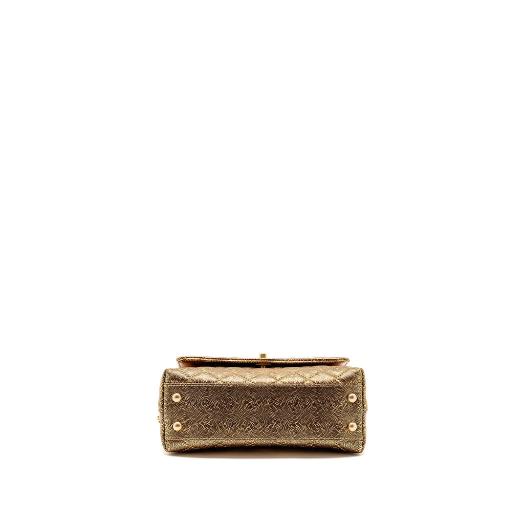Chanel small coco handle caviar metallic gold GHW