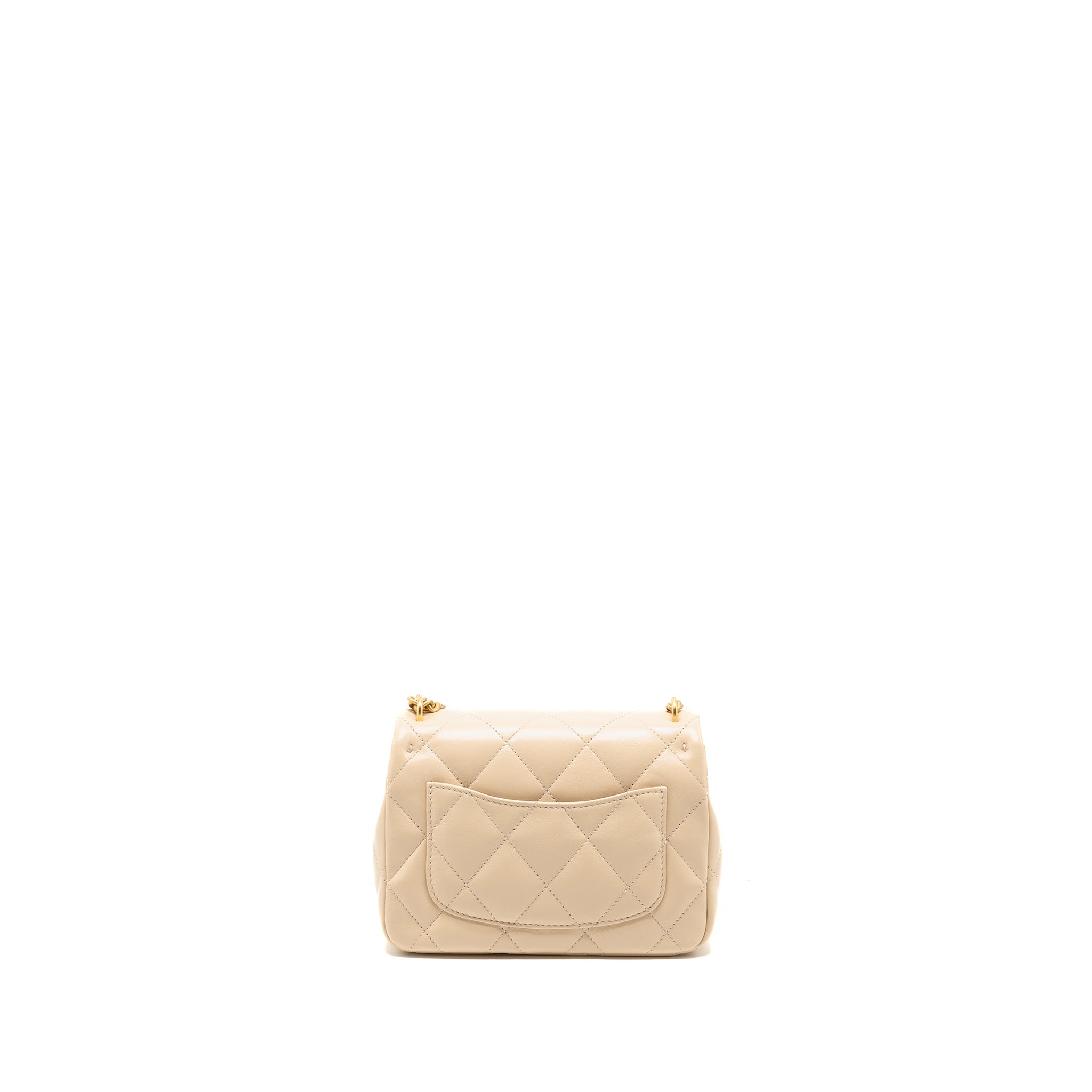 CHANEL 25C COCO LOVE ADJUSTABLE CHAIN SHINY LAMBSKIN BEIGE GHW (MICROCHIP)