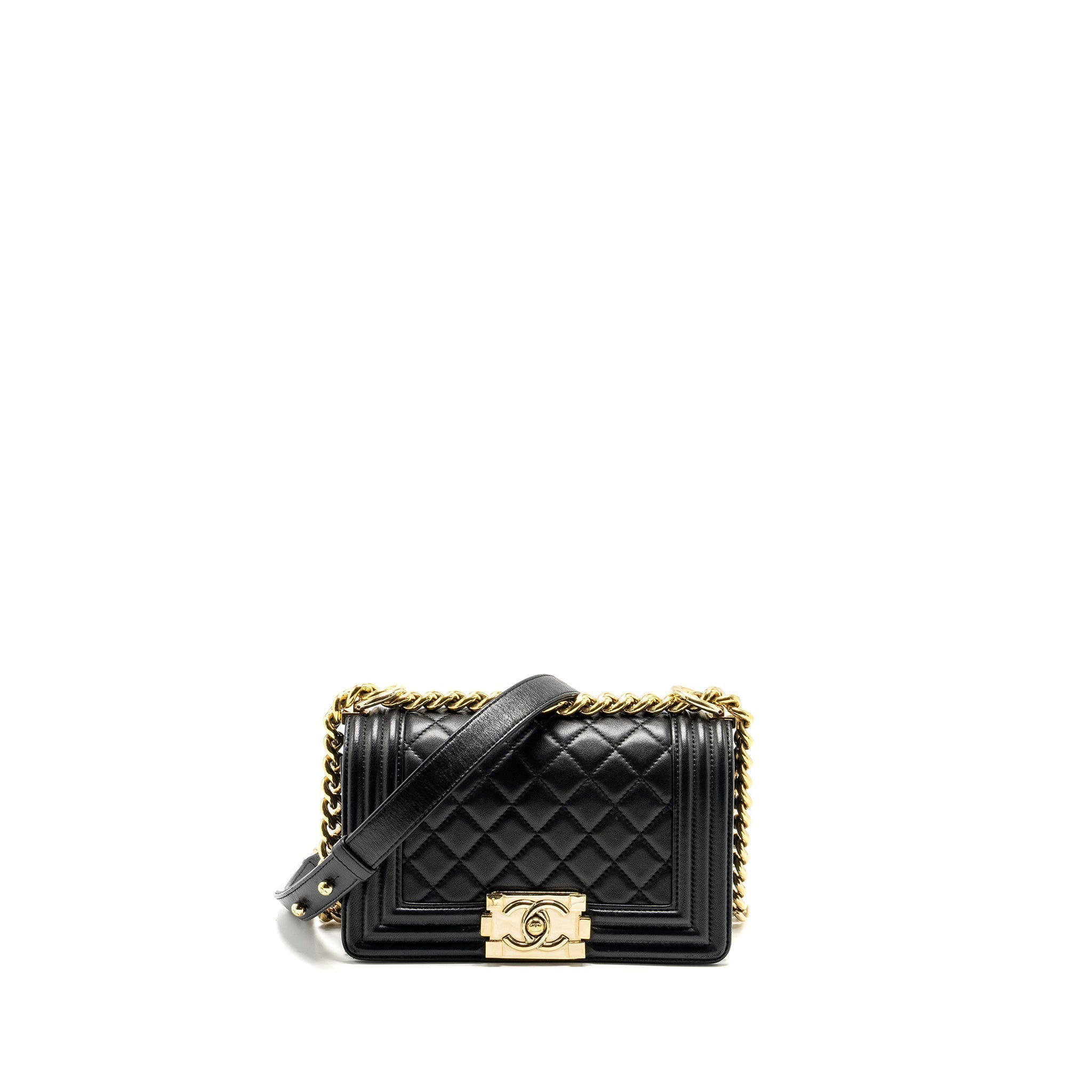 CHANEL SMALL BOY BAG LAMBSKIN BLACK GHW