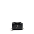 SAINT LAURENT/YSL SUNSET BAG CROC-EMBOSSED CALFSKIN BLACK SHW