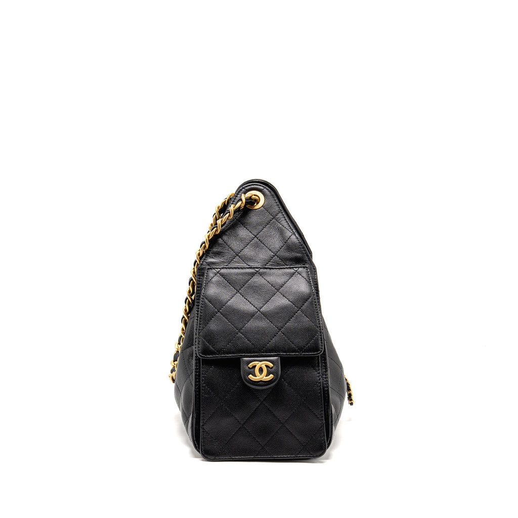 CHANEL SMALL 25 BAG CAVIAR BLACK GHW (MICROCHIP)
