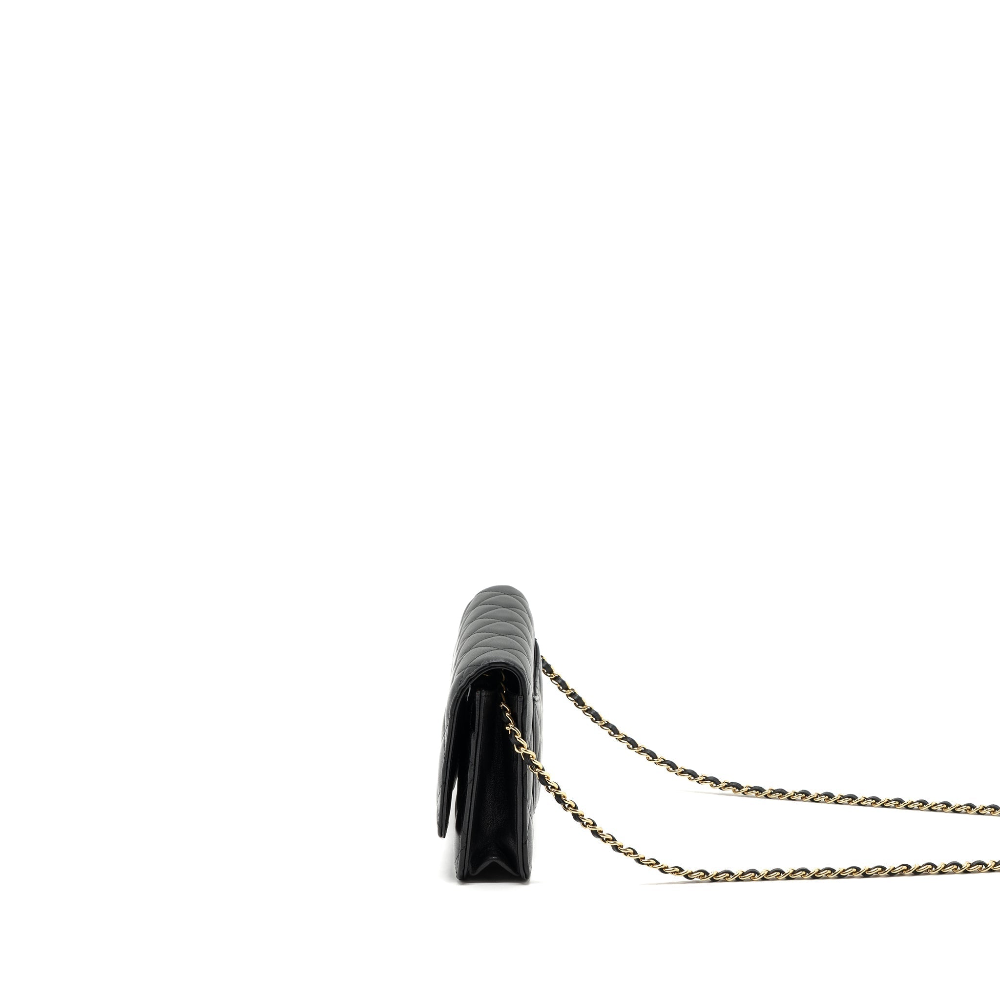 CHANEL CLASSIC WALLET ON CHAIN LAMBSKIN BLACK GHW