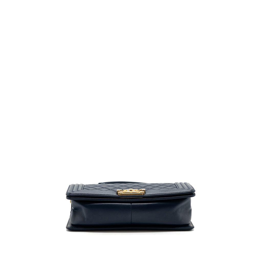 CHANEL MEDIUM BOY BAG LAMBSKIN DARK BLUE GHW