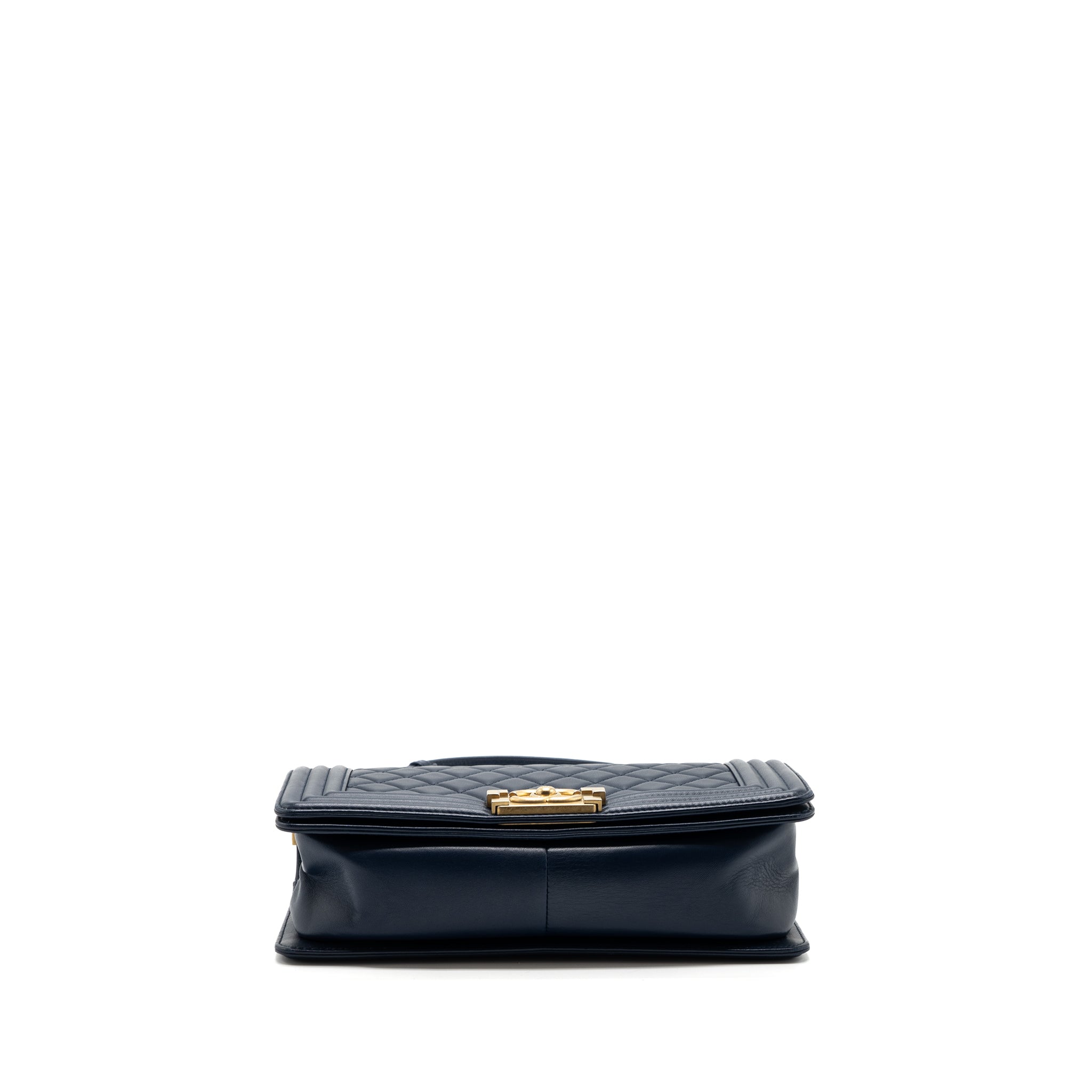 CHANEL MEDIUM BOY BAG LAMBSKIN DARK BLUE GHW