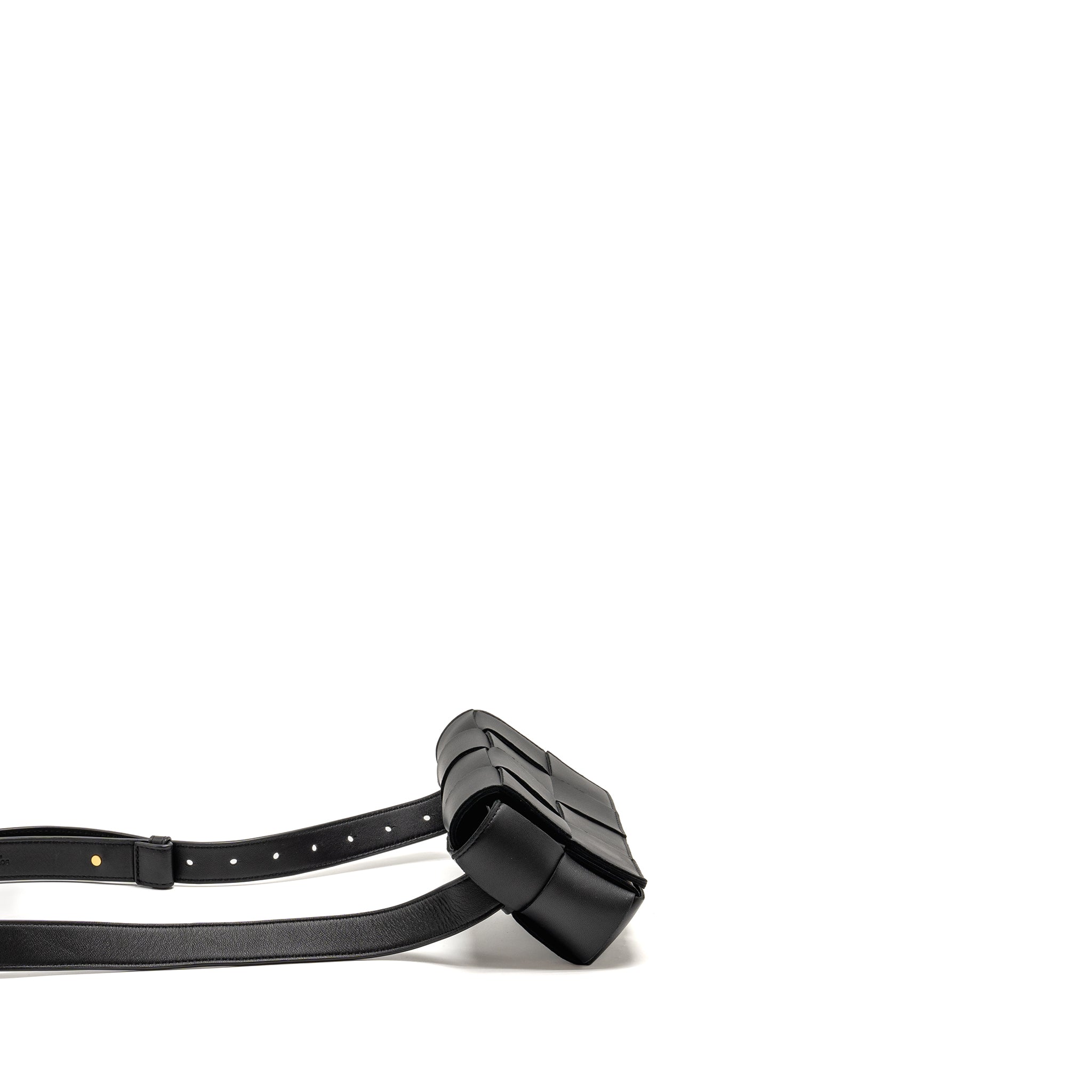 BOTTEGA VENETA CASSETTE BELT BAG CALFSKIN BLACK GHW
