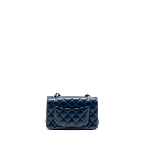 Chanel Mini Rectangular Flap Bag Lambskin Navy SHW