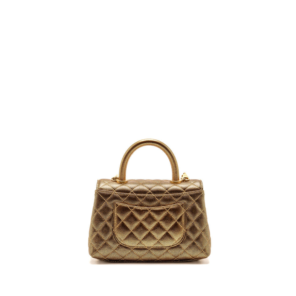 Chanel small coco handle caviar metallic gold GHW