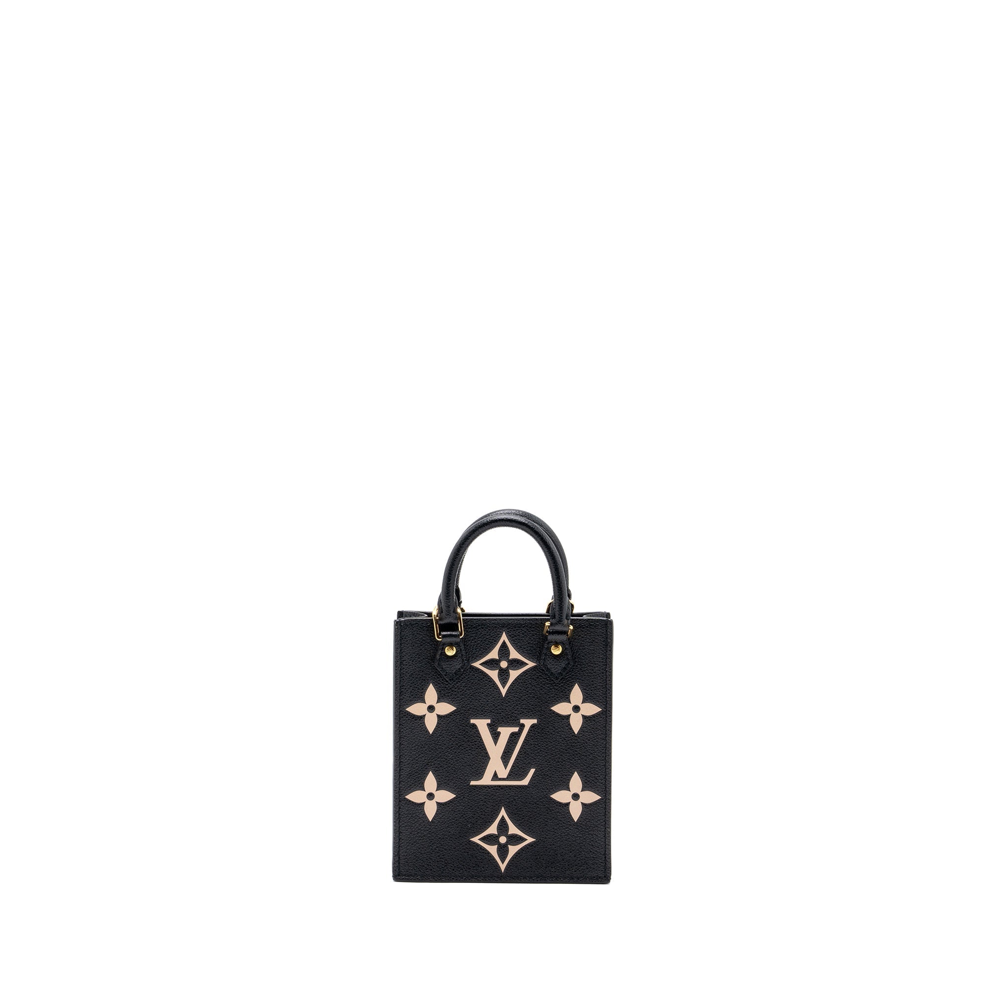 LOUIS VUITTON PETIT SAC PLAT MONOGRAM EMPREINTE BLACK/ BEIGE GHW (NEW VERSION)