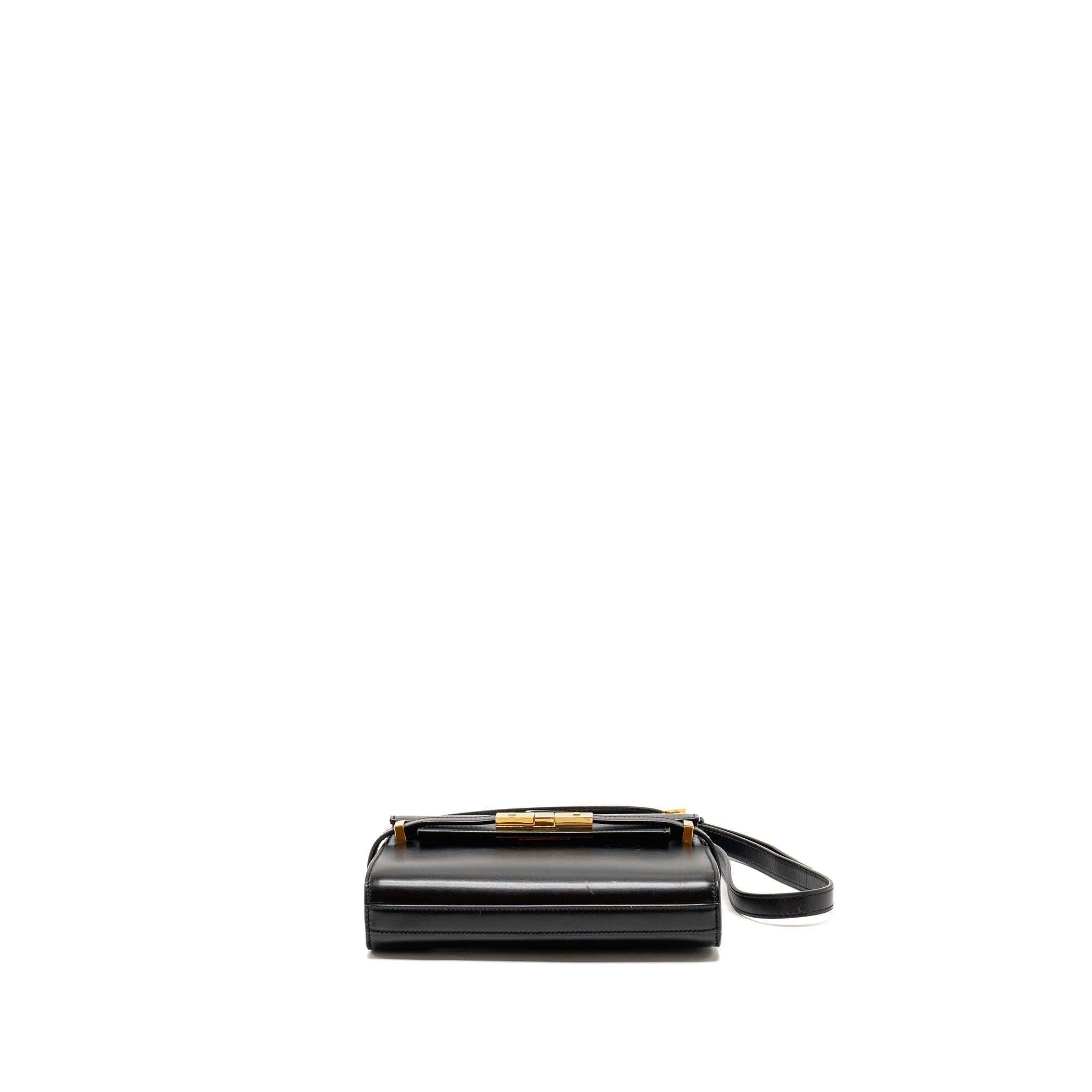 SAINT LAURENT MINI MANHATTAN SHOULDER BAG CALFSKIN BLACK GHW