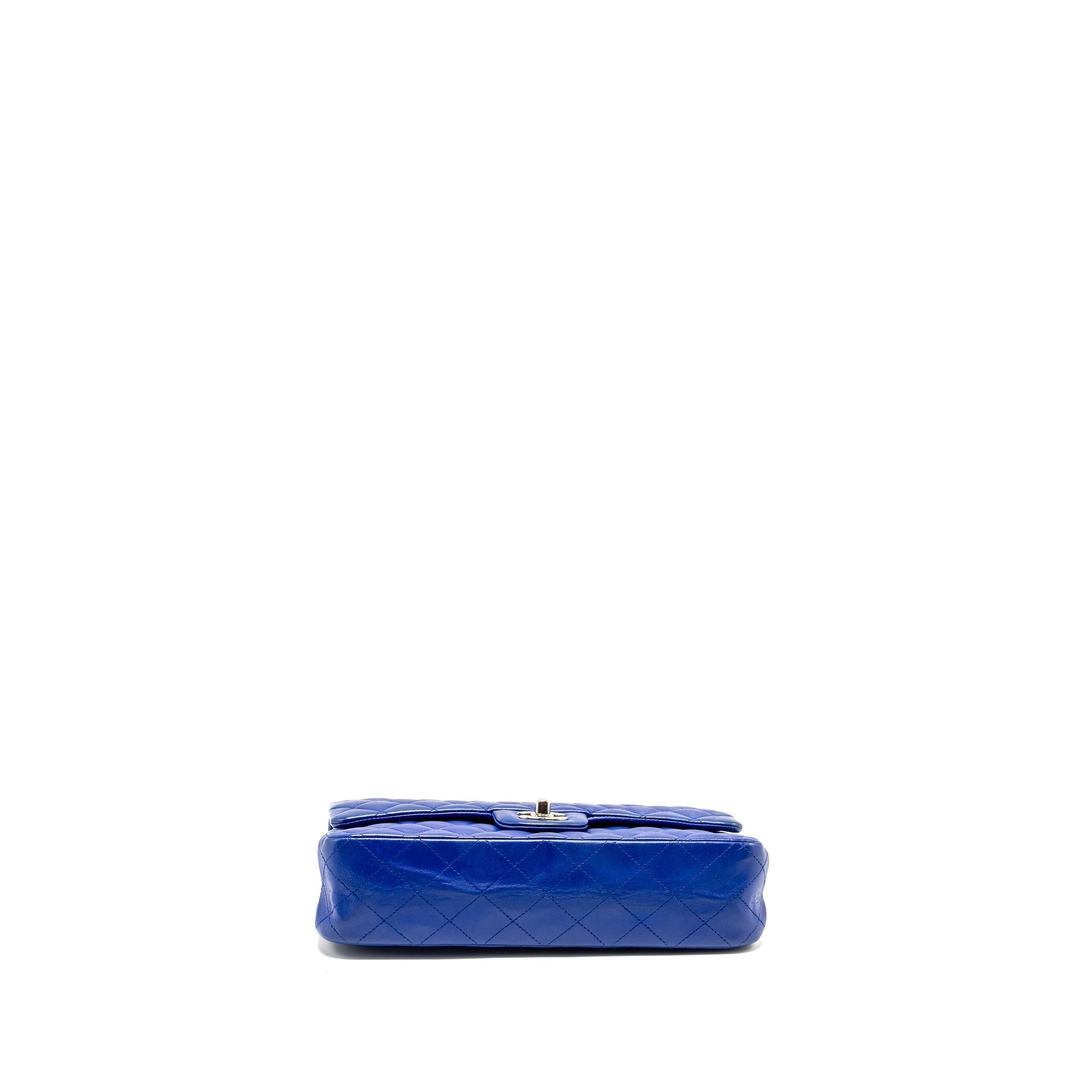 CHANEL MEDIUM CLASSIC DOUBLE FLAP BAG LAMBSKIN BLUE SHW