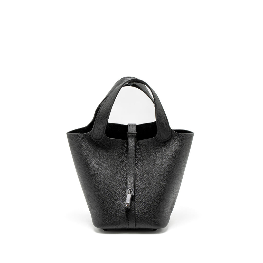 HERMES PICOTIN 18 CLEMENCE SO BLACK WITH BLACK HARDWARE