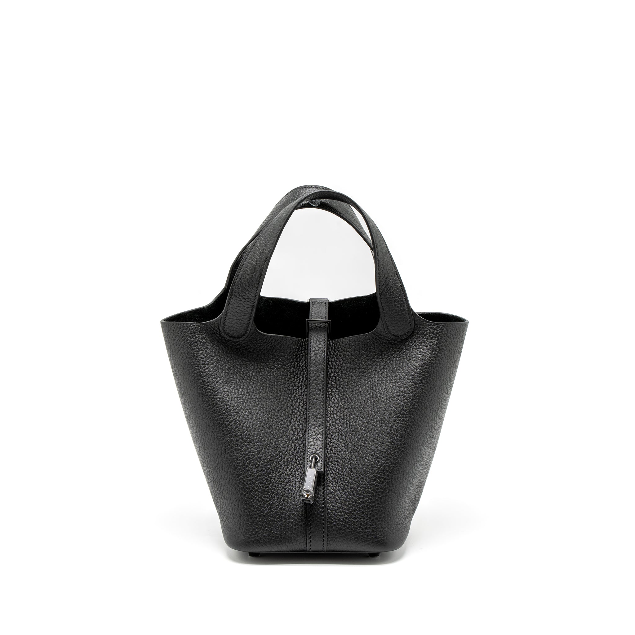HERMES PICOTIN 18 CLEMENCE SO BLACK WITH BLACK HARDWARE