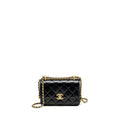 CHANEL 24C GOLD CRUSH MINI FLAP BAG CALFSKIN BLACK GHW (MICROCHIP)