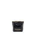 CHANEL MINI 22 BAG SHINY CALFSKIN BLACK GHW (MICROCHIP)