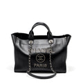 CHANEL DEAUVILLE STUDDED TOTE BAG CAVIAR BLACK SHW
