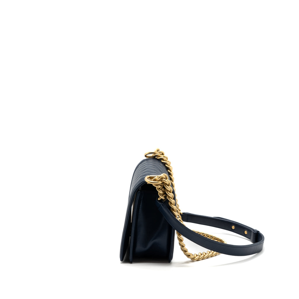 CHANEL MEDIUM BOY BAG LAMBSKIN DARK BLUE GHW