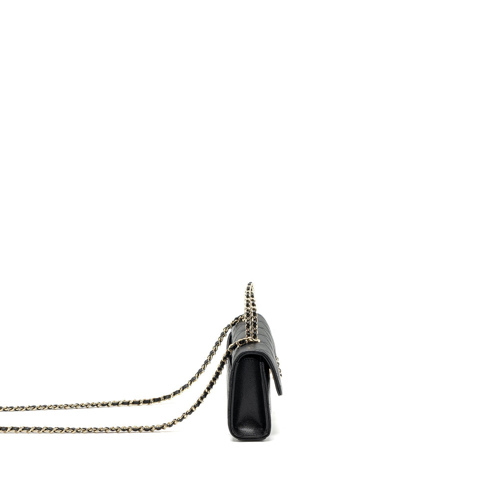 CHANEL 23P TOP HANDLE MINI FLAP BAG WITH CHAIN CAVIAR BLACK LGHW (MICROCHIP)