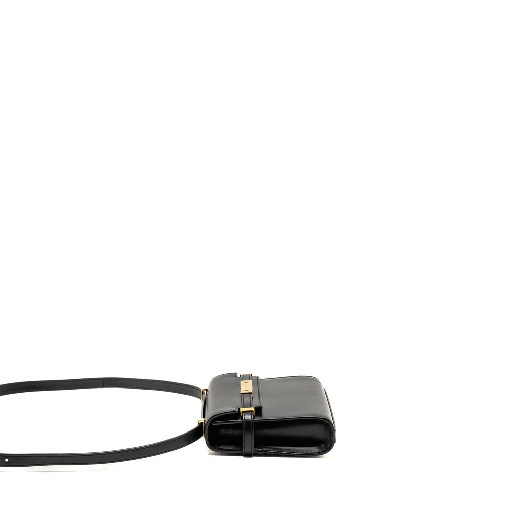 SAINT LAURENT MINI MANHATTAN SHOULDER BAG CALFSKIN BLACK GHW