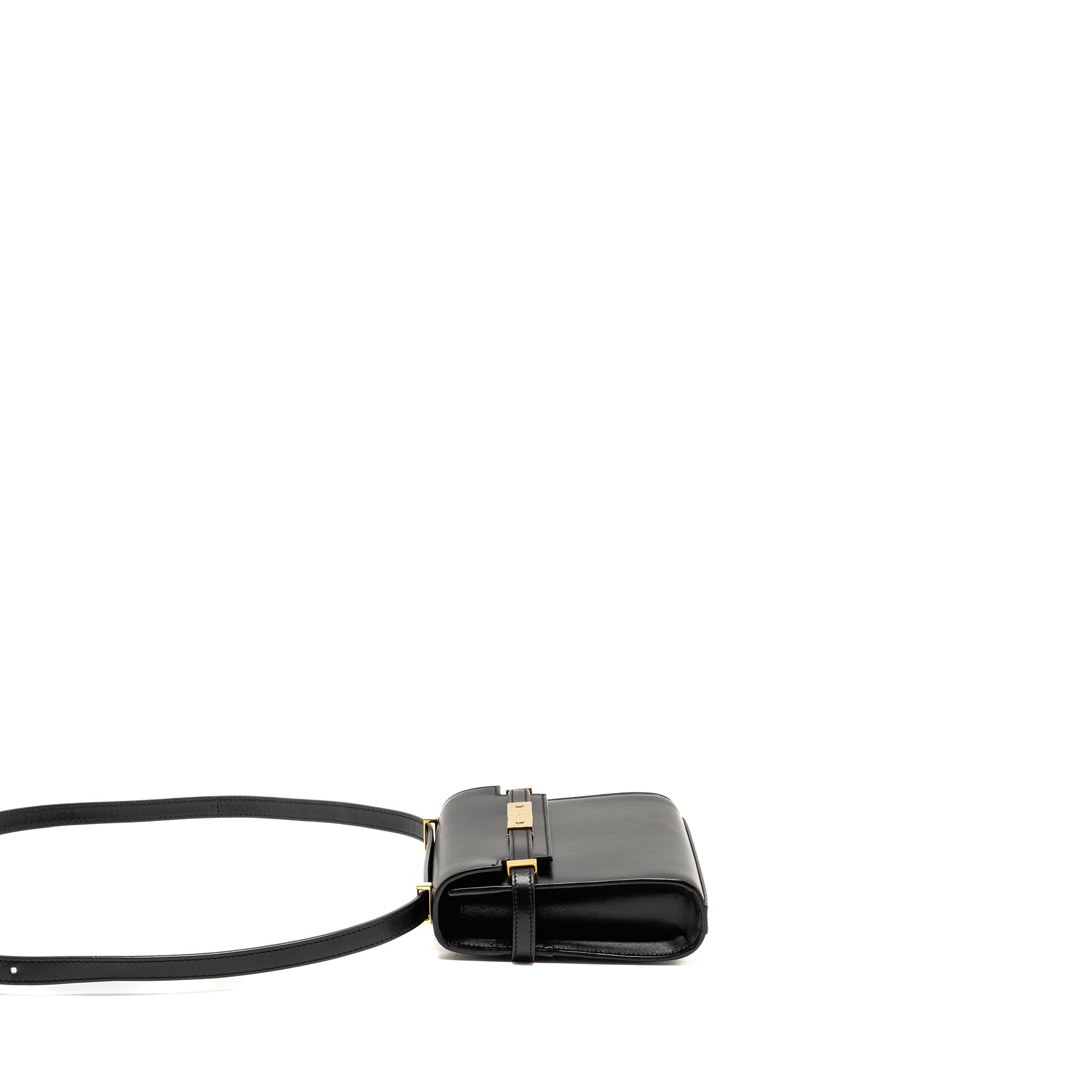 SAINT LAURENT MINI MANHATTAN SHOULDER BAG CALFSKIN BLACK GHW