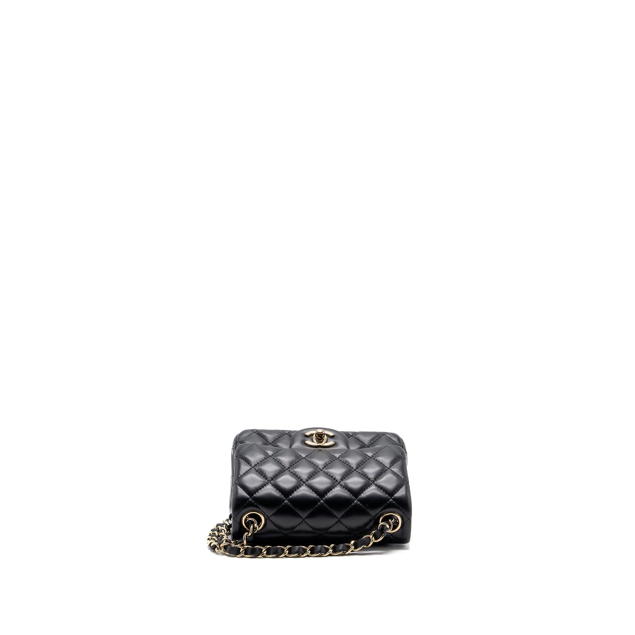 CHANEL CLASSIC MINI SQUARE FLAP BAG LAMBSKIN BLACK LGHW (MICROCHIP)