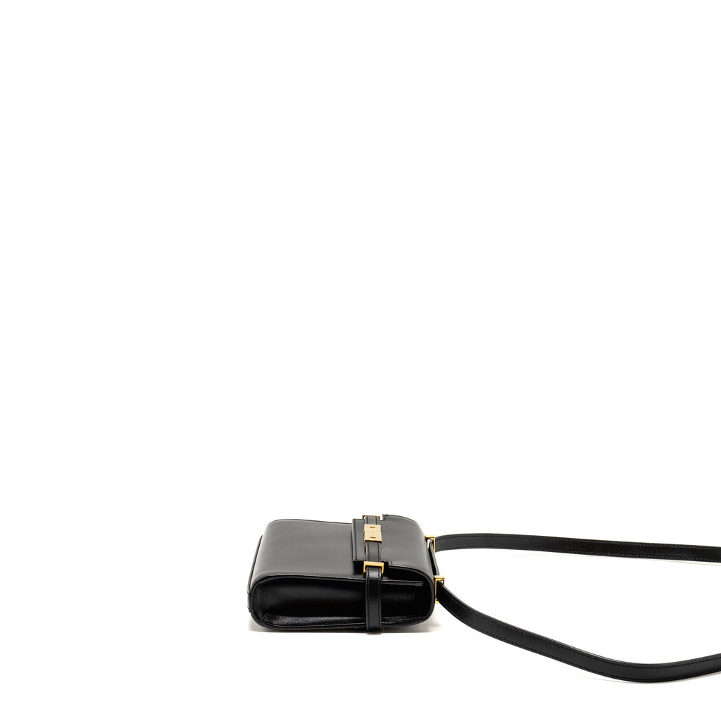 SAINT LAURENT MINI MANHATTAN SHOULDER BAG CALFSKIN BLACK GHW