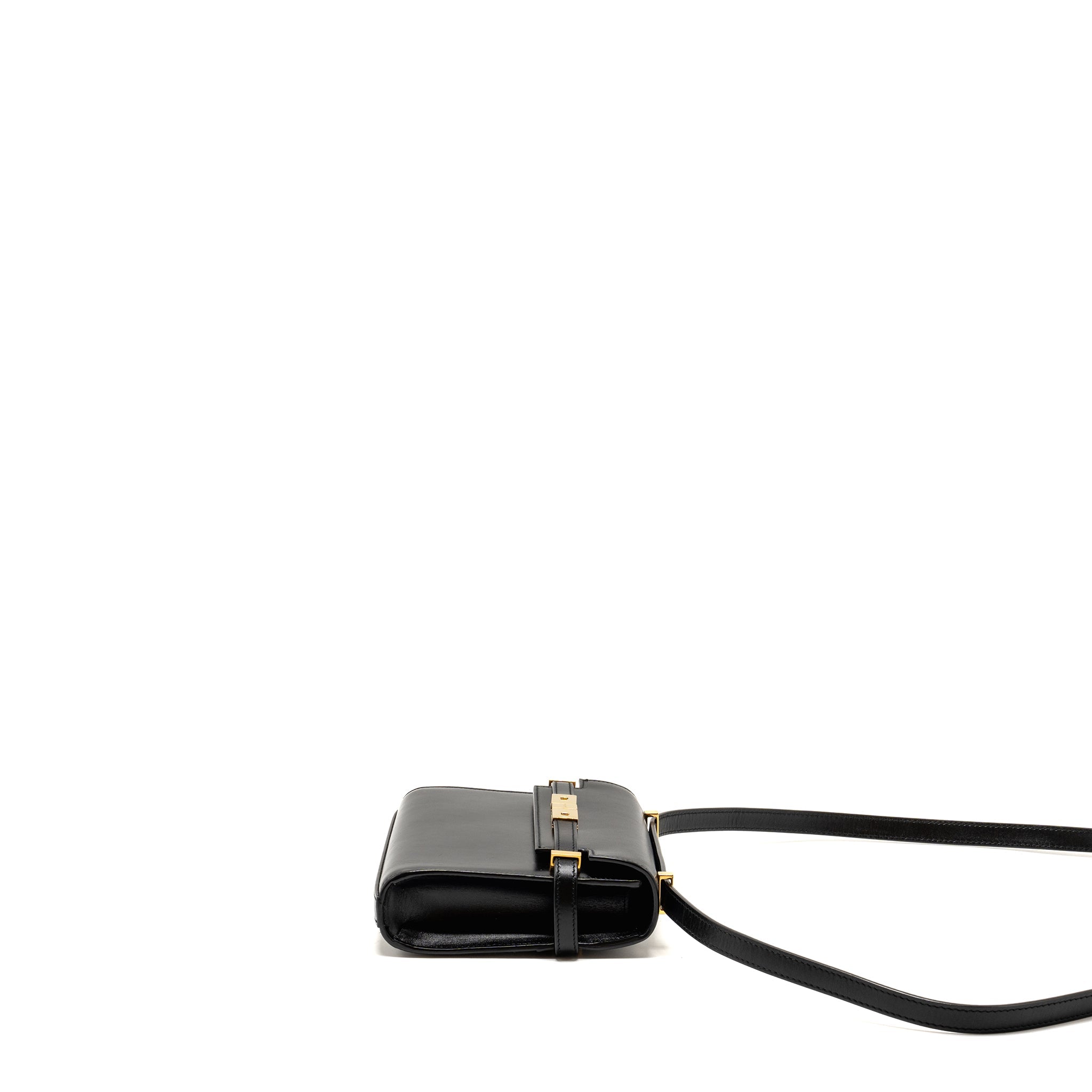SAINT LAURENT MINI MANHATTAN SHOULDER BAG CALFSKIN BLACK GHW
