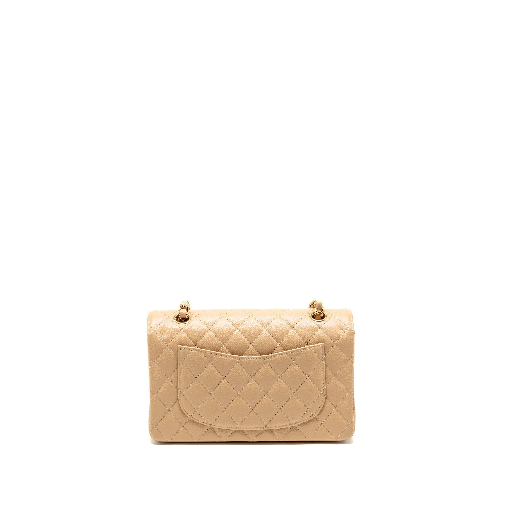 CHANEL SMALL CLASSIC DOUBLE FLAP BAG CAVIAR BEIGE GHW