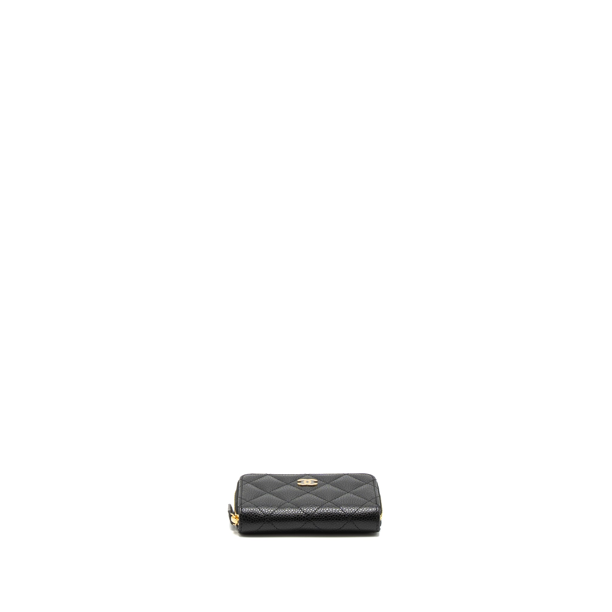 CHANEL ZIP CARD HOLDER CAVIAR BLACK GWH (MICROCHIP)