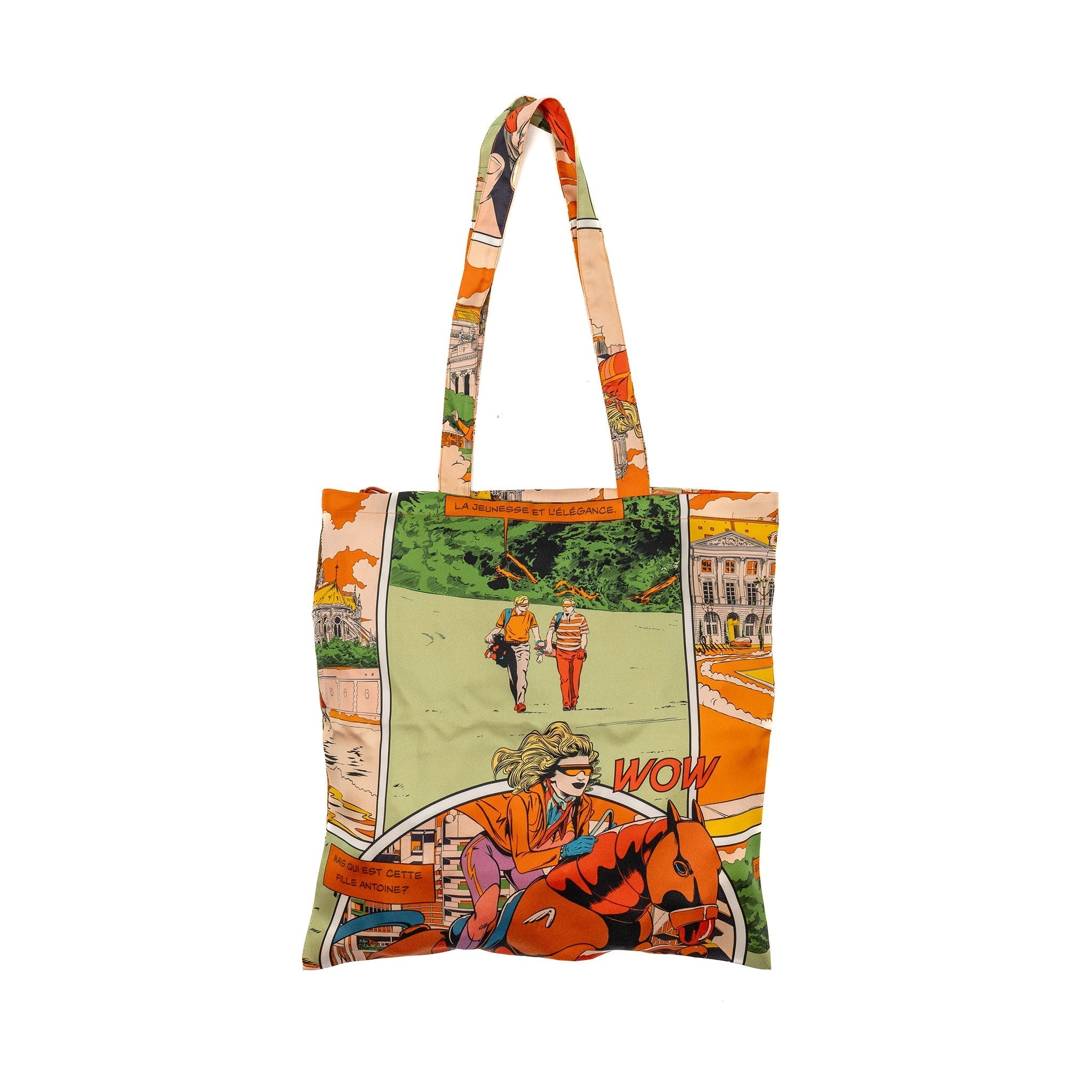 HERMES SILK TOTE BAG LA JEUNESSE ET LELEGANCE MULTICOLOR