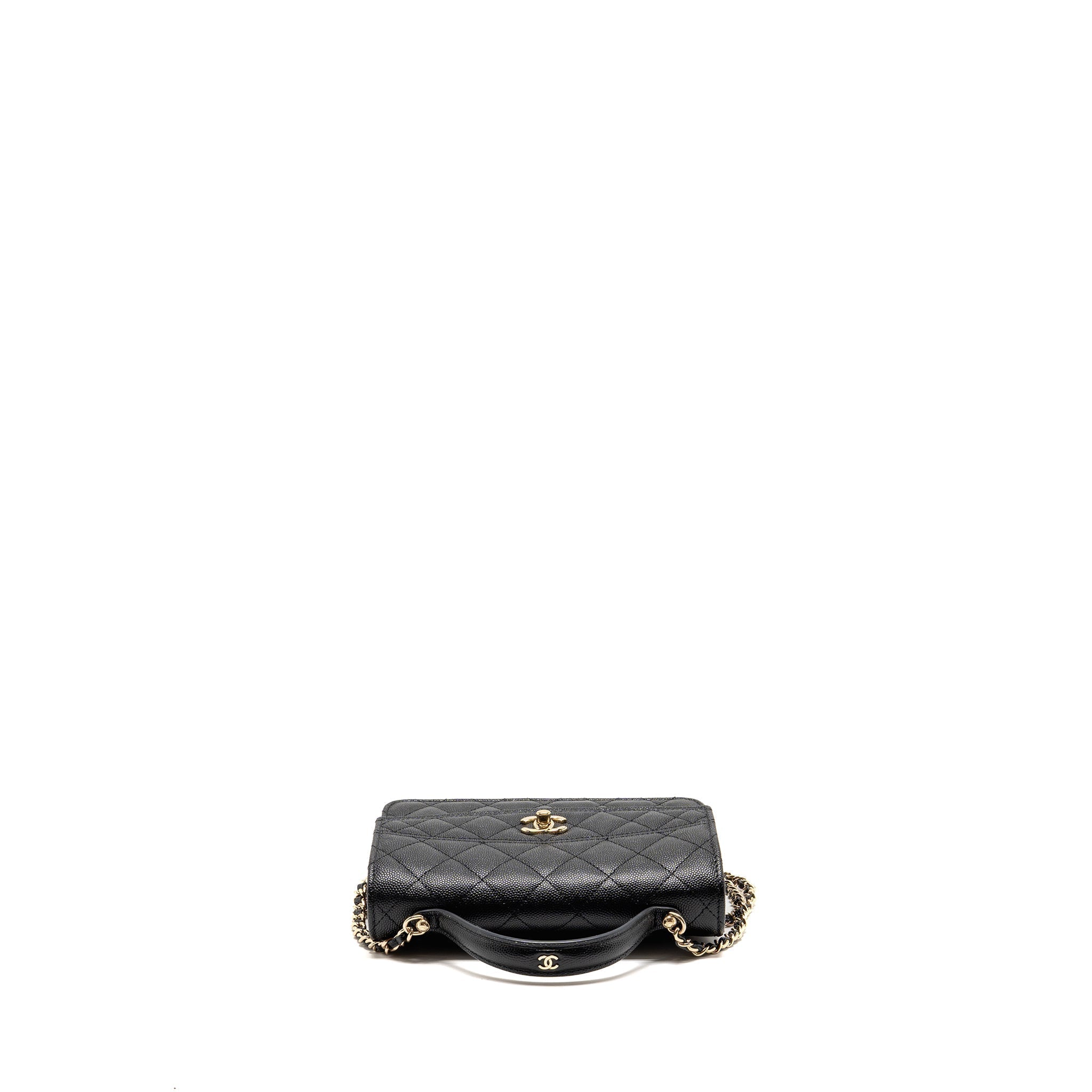 CHANEL 25C QUILTED CC TOP HANDLE MINI BACKPACK CAVIAR BLACK LGHW (MICROCHIP)