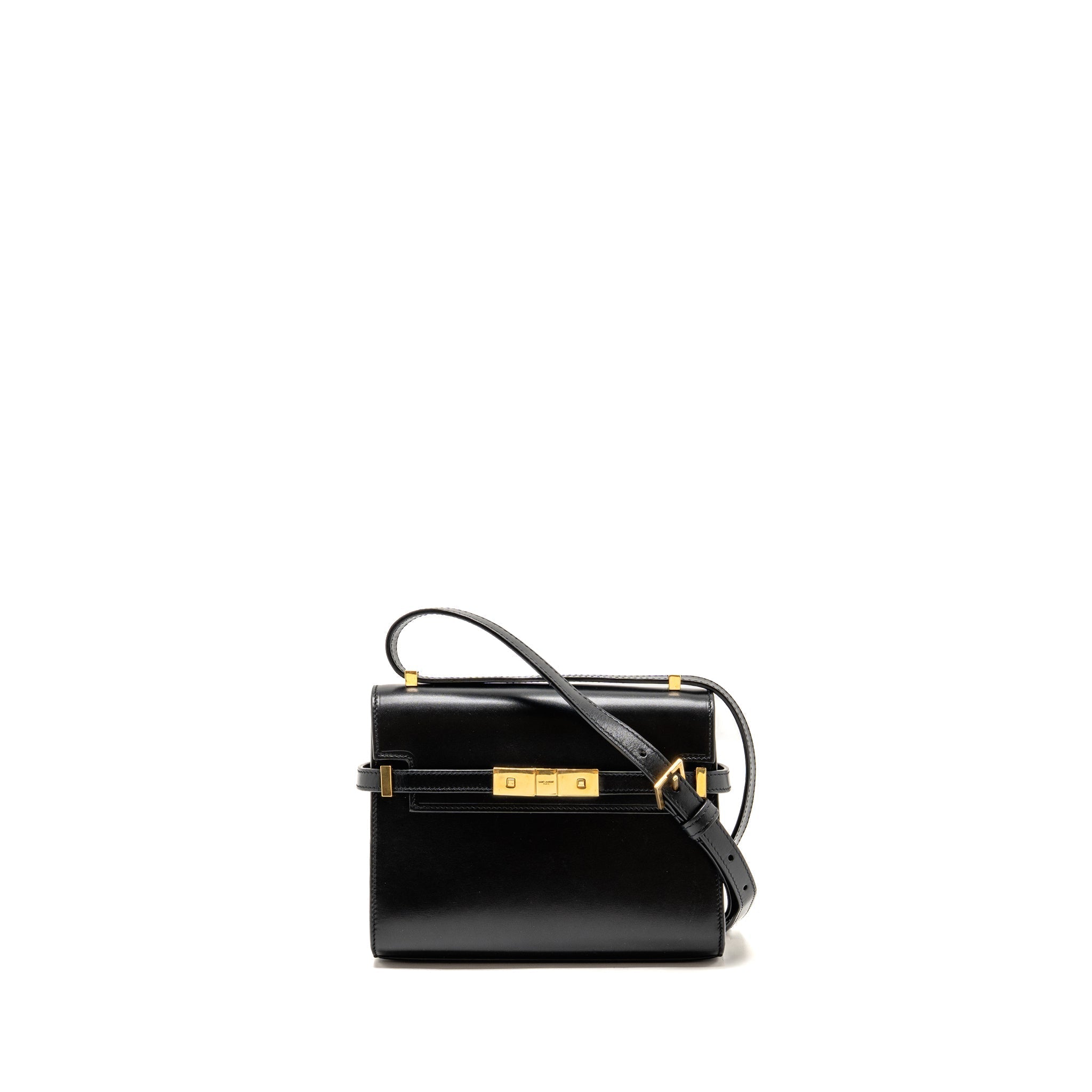 SAINT LAURENT MINI MANHATTAN SHOULDER BAG CALFSKIN BLACK GHW