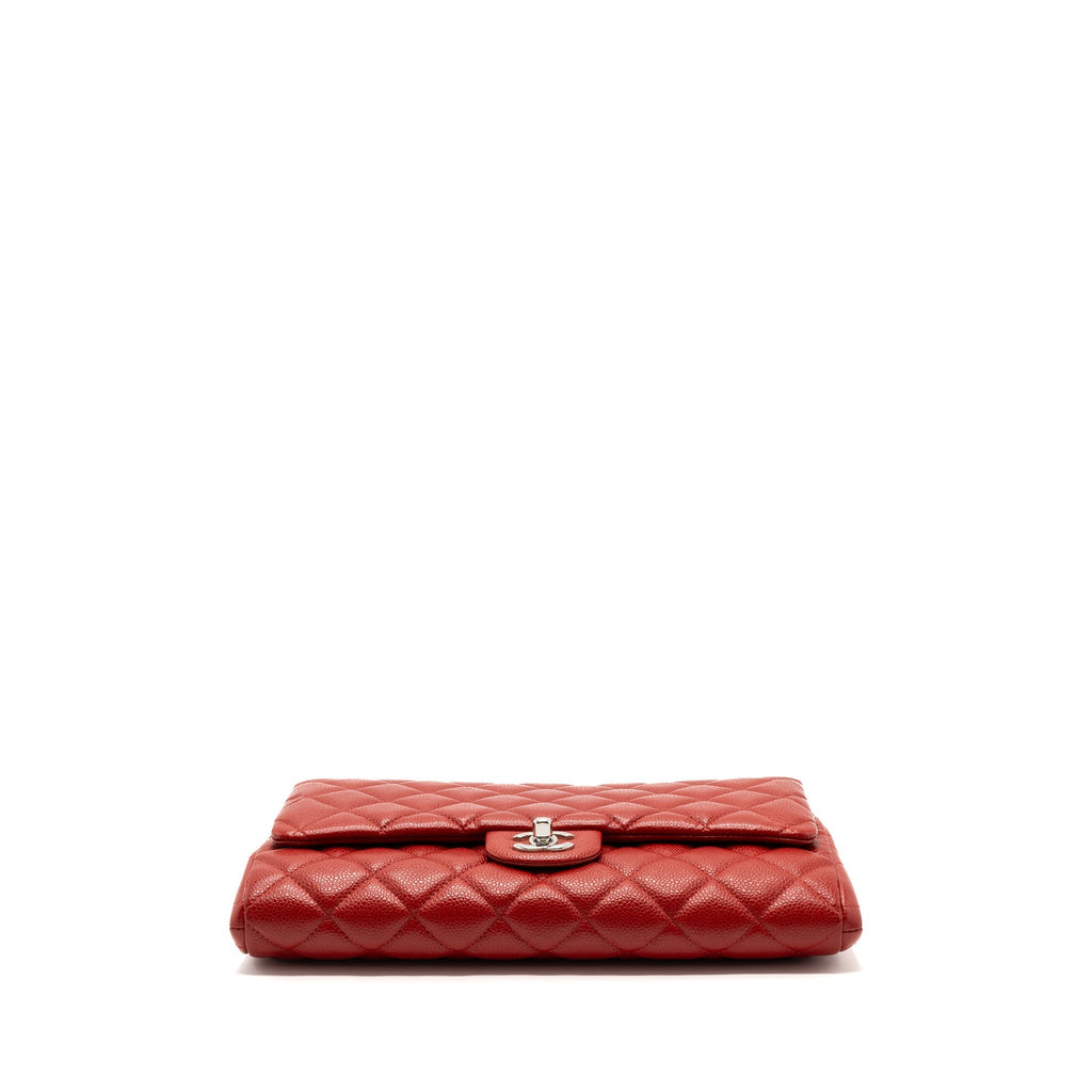 CHANEL TIMELESS FLAP CLUTCH WITH CHAIN CAVIAR RED SHW