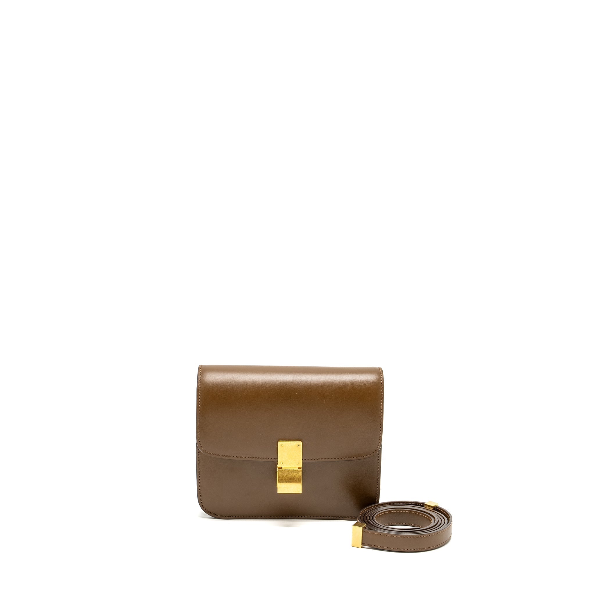 CELINE TEEN CLASSIC BOX BAG CALFSKIN CAMEL GHW