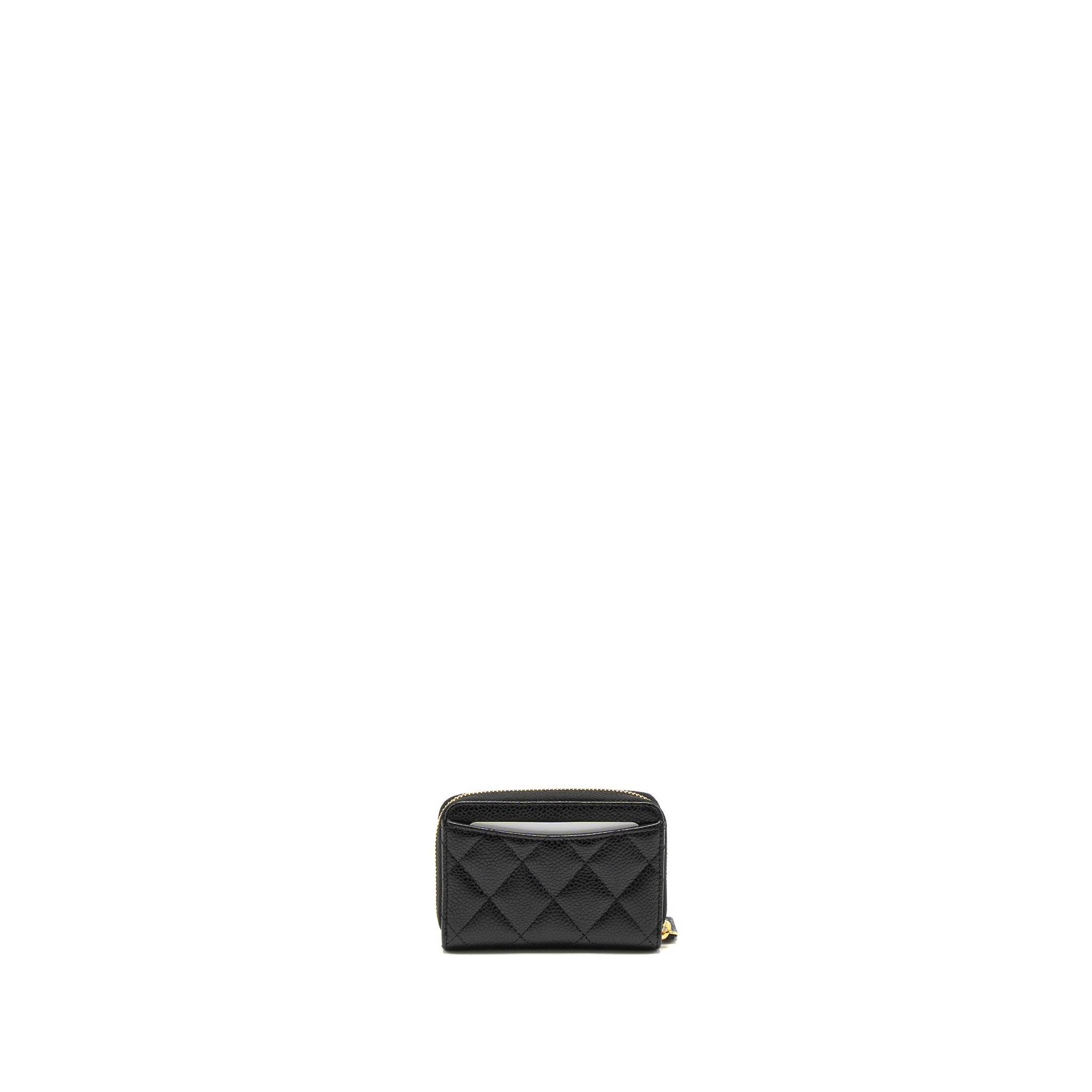 CHANEL ZIP CARD HOLDER CAVIAR BLACK GWH (MICROCHIP)