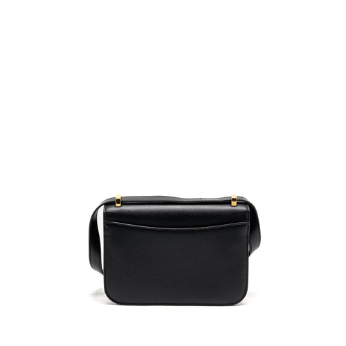 PRADA SAFFIANO LEATHER FLAP SHOULDER BAG CALFSKIN BLACK GHW