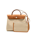 HERMES HERBAG 31 ZIP BAG CANVAS/HUNTER LEATHER BETON/NATURE SHW