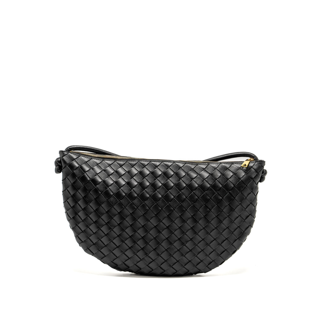 BOTTEGA VENETA MEDIUM TURN POUCH LAMBSKIN BLACK GHW