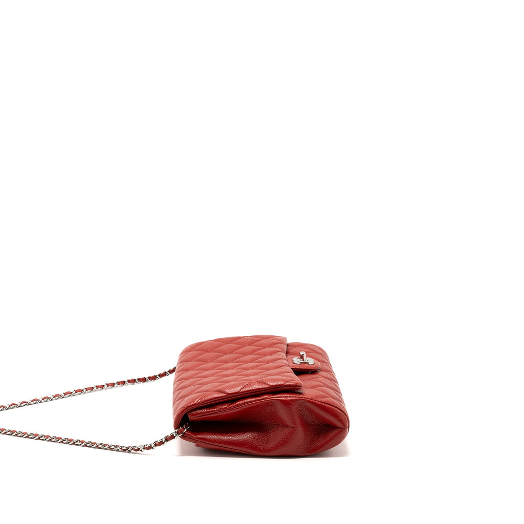 CHANEL TIMELESS FLAP CLUTCH WITH CHAIN CAVIAR RED SHW