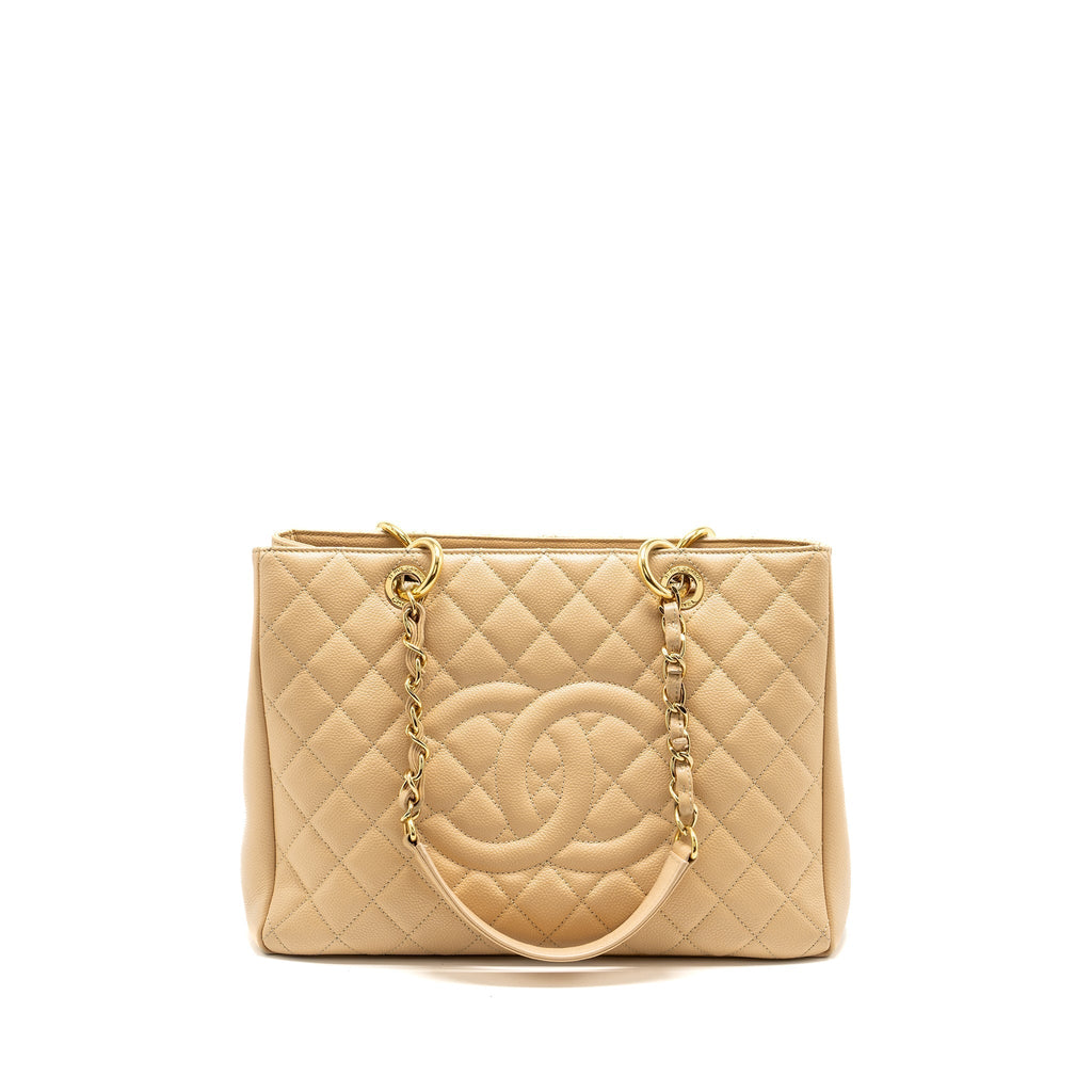 CHANEL GRAND SHOPPING TOTE BAG CAVIAR BEIGE GHW