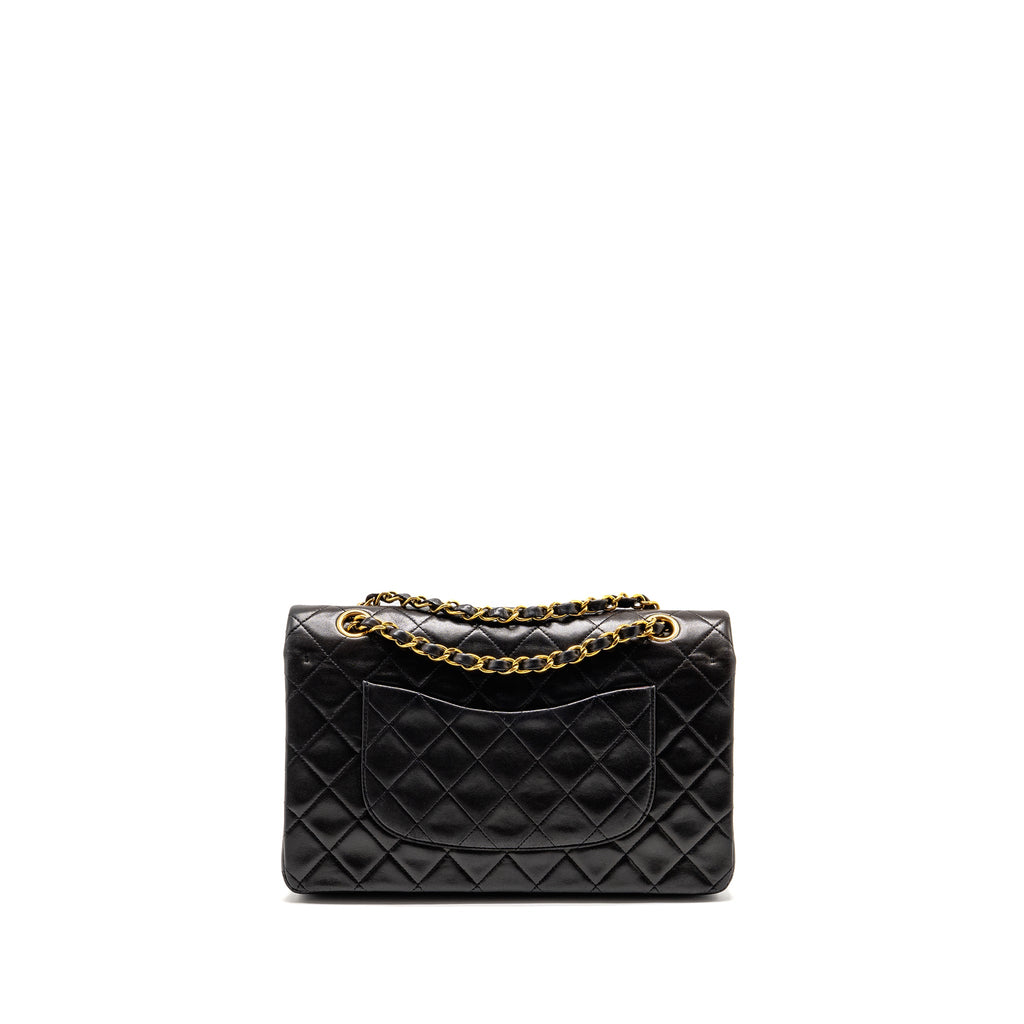 Chanel vintage medium classic double flap bag lambskin dark brown GHW