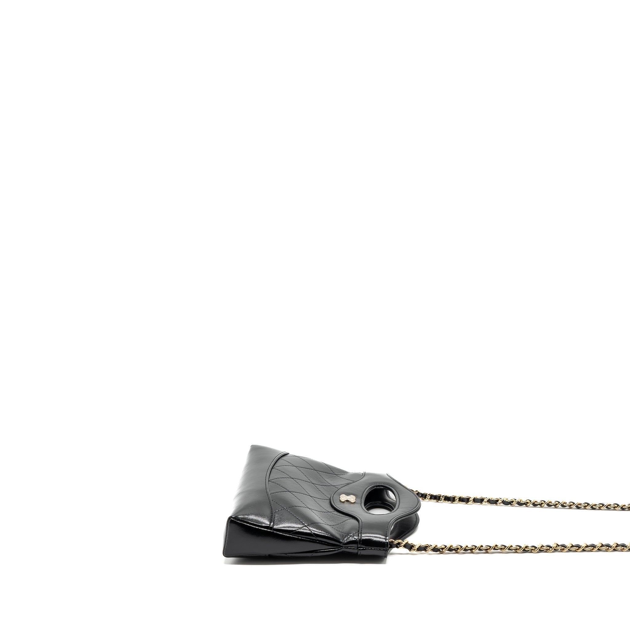 CHANEL 24C MINI 31 CLUTCH WITH CHAIN SHINY CALFSKIN  BLACK LGHW(MICROCHIP)
