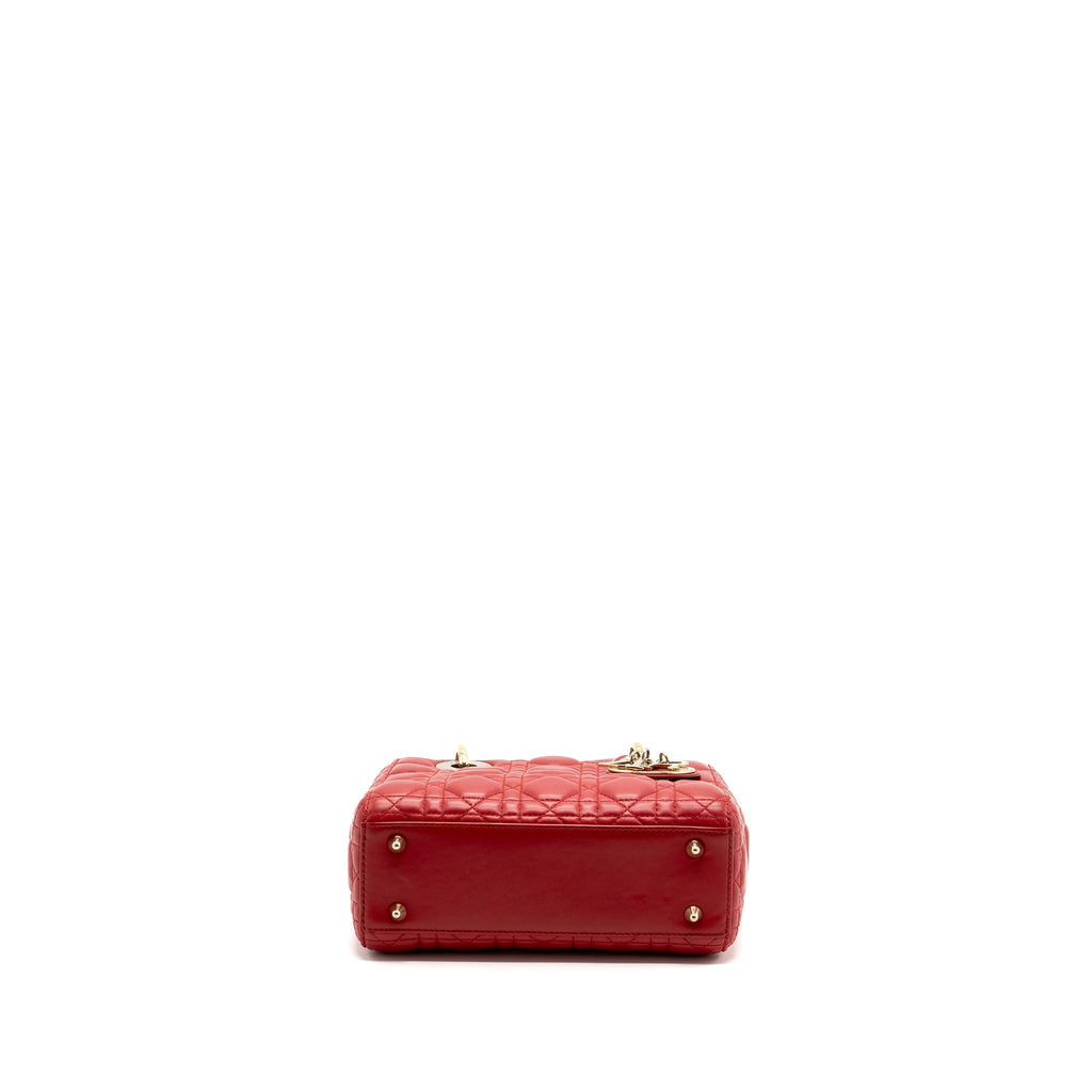 DIOR SMALL LADY DIOR LAMBSKIN RED WITH GHW