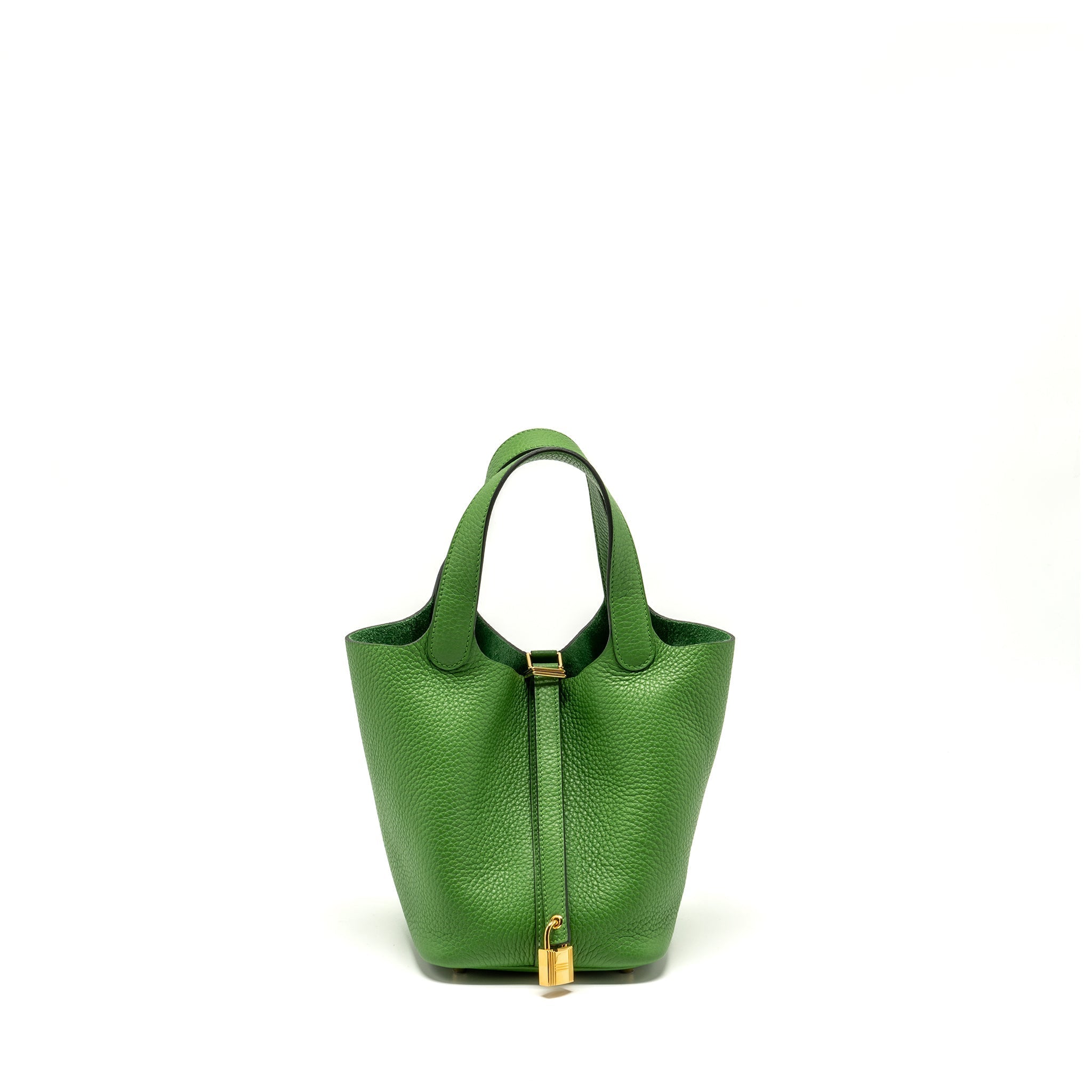 HERMES PICOTIN 18 LOCK BAG CLEMENCE VERT YUCCA GHW