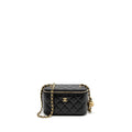 CHANEL PEARL CRUSH LONG VANITY WITH CHAIN LAMBSKIN BLACK GHW (MICROCHIP)