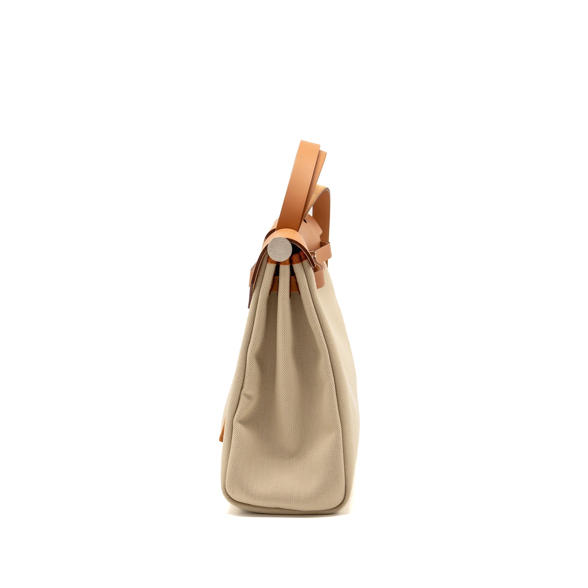HERMES HERBAG 31 ZIP BAG CANVAS/HUNTER LEATHER BETON/NATURE SHW