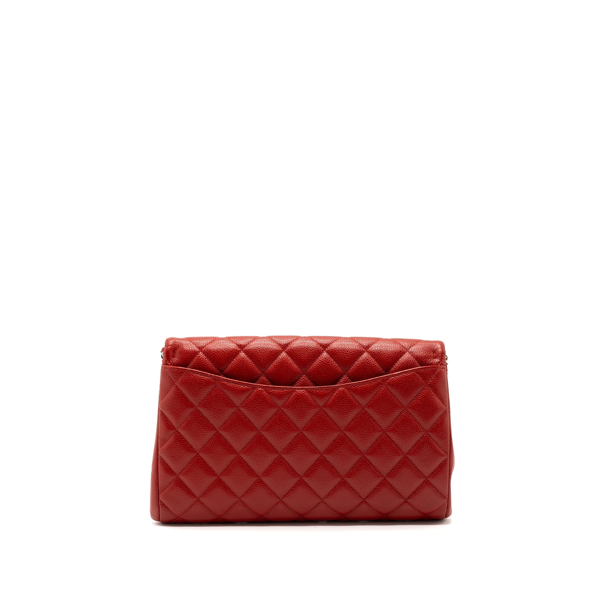 CHANEL TIMELESS FLAP CLUTCH WITH CHAIN CAVIAR RED SHW
