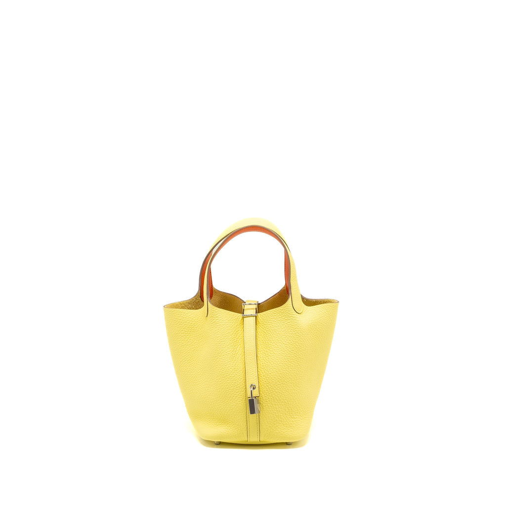HERMES PICOTIN 18 LOCK BAG CLEMENCE / SWIFT LIMONCELLO / ORANGE SHW